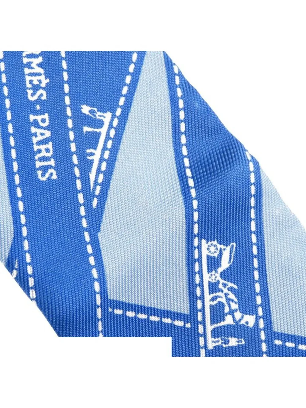 Hermes Twilly Blue Silk Bolduc Pattern Scarf